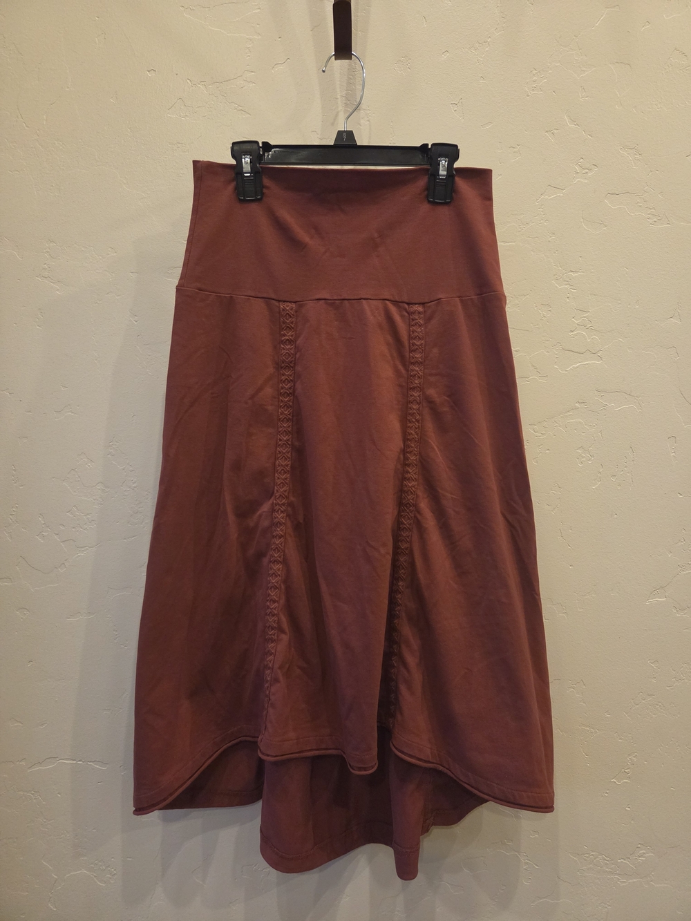 Prana High-Waist Rust A-Line Midi Skirt